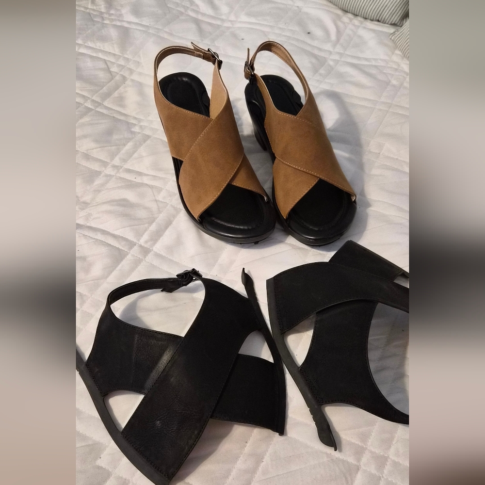 Elegant Changeable Tan Or Black Women's Sandals